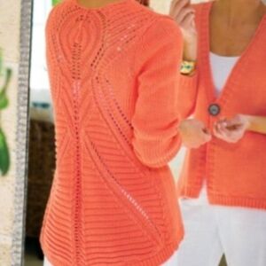 Soft Surroundings Cardigan Coral Knit Boho Size Large